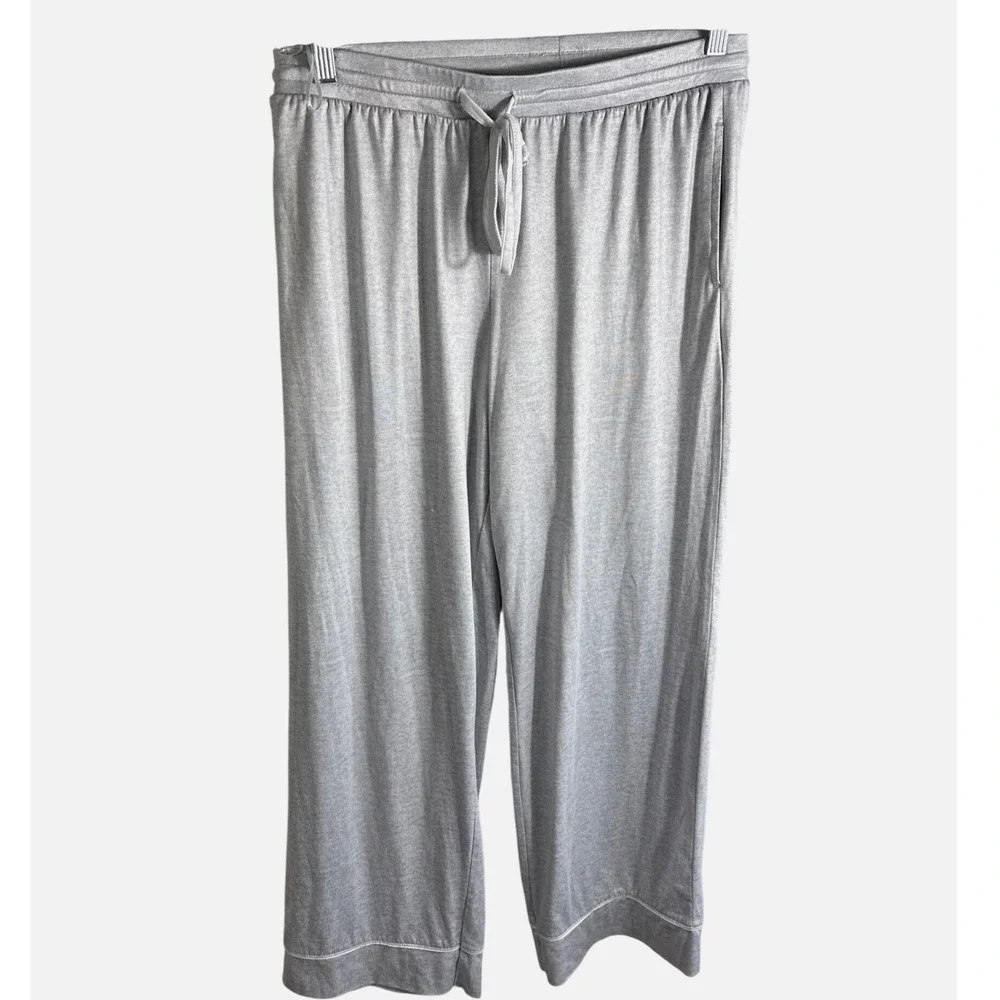 GapBody Original Gray Pajama Set Long Sleeve Button Up Top & Wide Leg Pants M